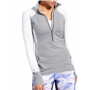 Athleta Heat Zone Half Zip Gray White Pullover